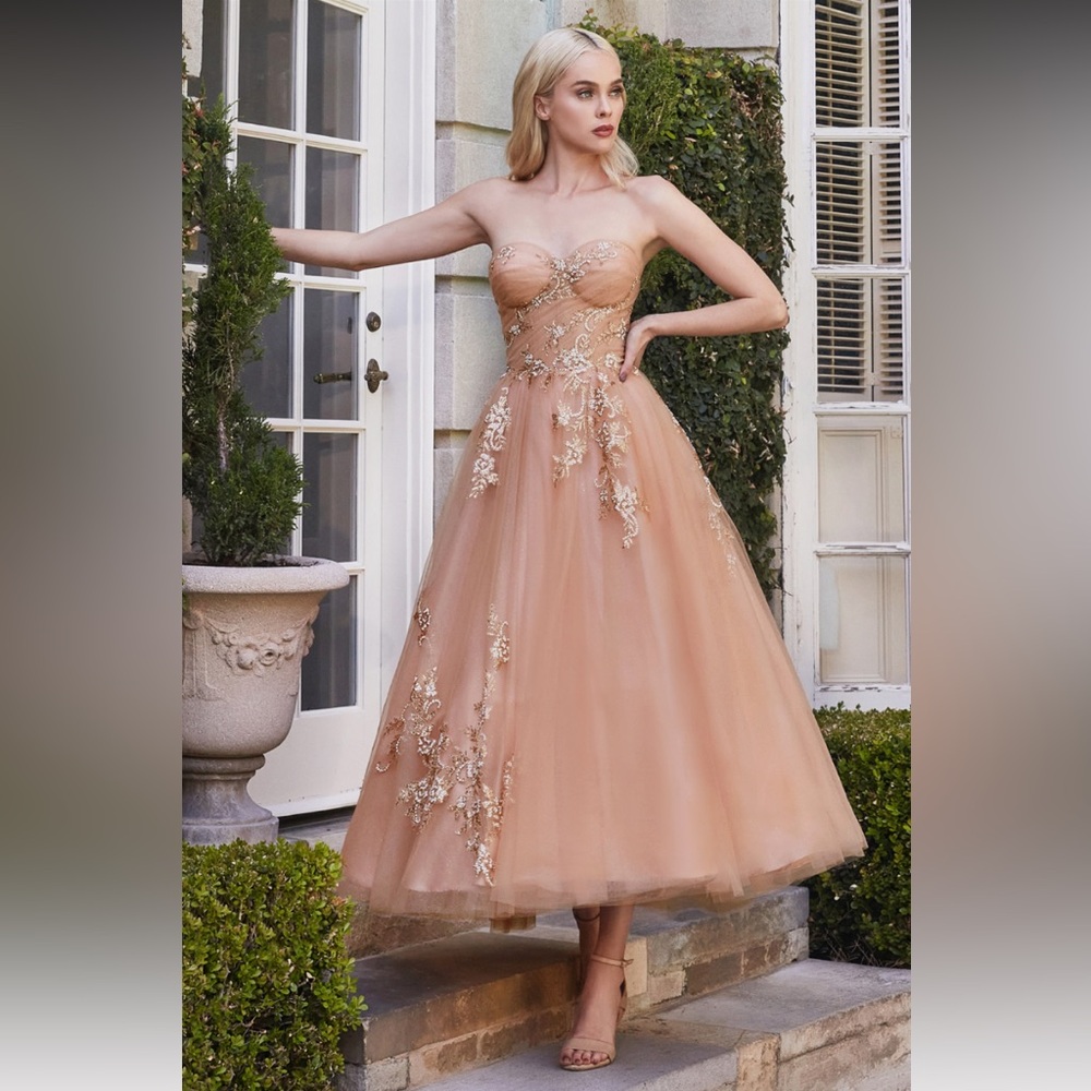 Andrea and Leo A1114 Prom Dress Rose Gold Size 6